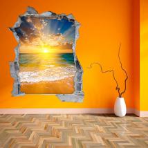 Tramonto di vinile parete 3D sulla spiaggia