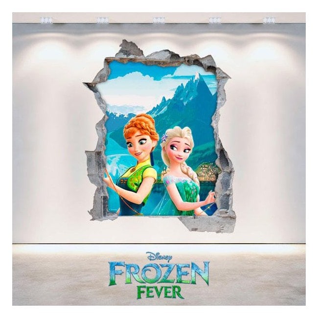 🥇 Murale in vinile Disney Frozen Elsa e Anna foro 3D 🥇