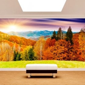 Foto muro murales tramonto montagne