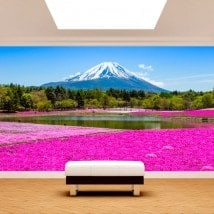 Foto muro murales Giardini Fiori Rose Monte Fuji