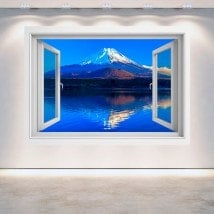 3D parete finestra Monte Fuji