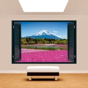 Windows 3D rosa fiori giardini Monte Fuji