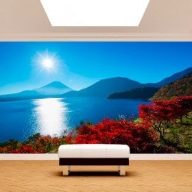 Foto muro murales tramonto Monte Fuji
