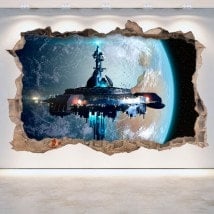 Vinile 3D foro muro astronave fantascienza Scifi