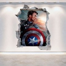 Parete 3D rotto vinile Capitan America