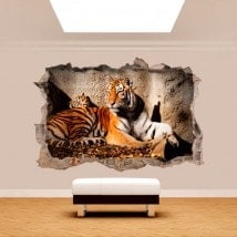 Parete in vinile rotto 3D Tiger