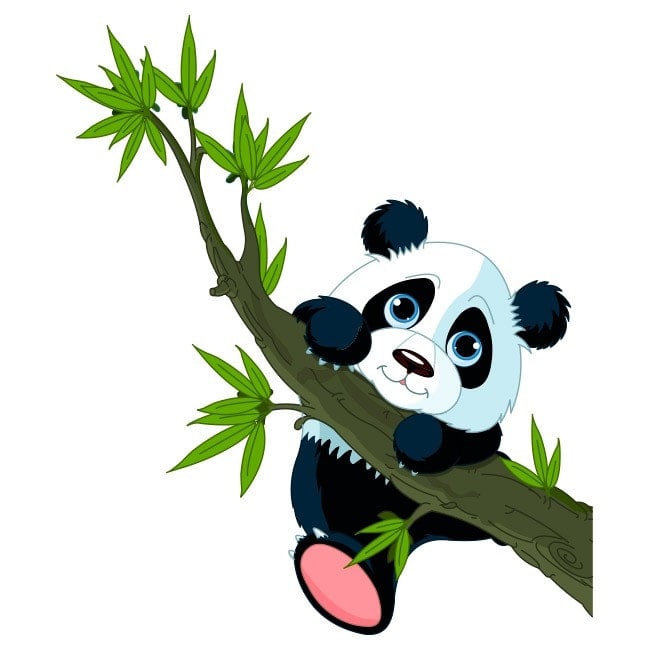 Orso di vinile per bambini Panda e ramo di albero