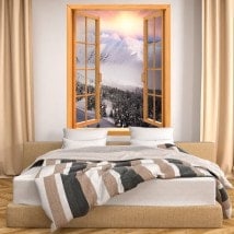 Windows 3D montagne neve tramonto