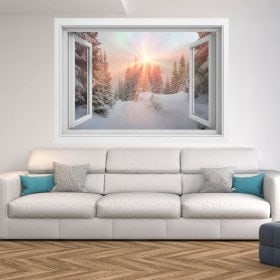 Montagne di raggi di sole 3D nevoso di Windows