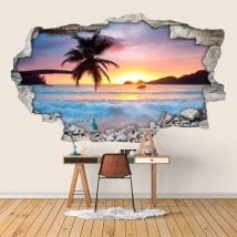 Vinyl tramonto 3D sulla spiaggia Italian 6007