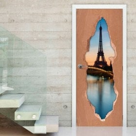 Vinile per porte 3D Parigi Torre Eiffel