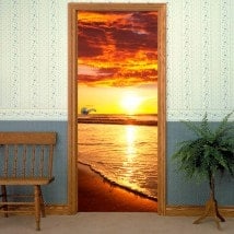 Vinile decorativo porte tramonto sulla spiaggia