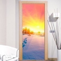 Wall Decal Snowy Mountains sunset Doors