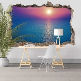 Adesivi decorativi 3D colori tramonto nel mare