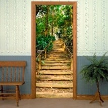 Vinile decorative porte scala nella foresta