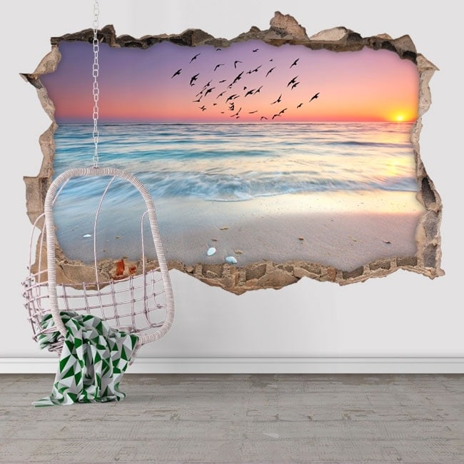 Adesivo murale - Sunrise 3D sulla spiaggia