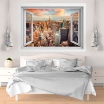 3D finestra di vinile New York city tramonto