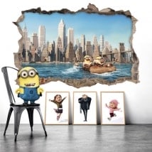 Adesivi da parete minions in New York 3D