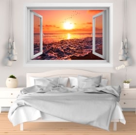 Vinile e adesivi tramonto sulla spiaggia 3D