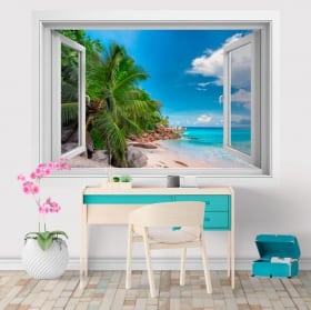 Sticker murale finestra Isole Seychelles 3D