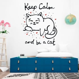 Sticker murale frase mantieni la calma e sii un gatto