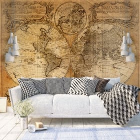 Murales in vinile mappa del mondo vintage