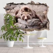 Vinile decorativo muri orso grizzly 3D