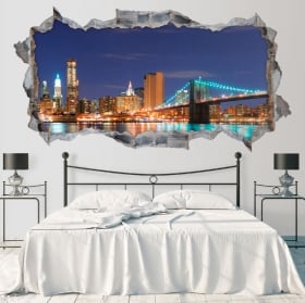 Vinili skyline ponte di Brooklyn di New York 3D