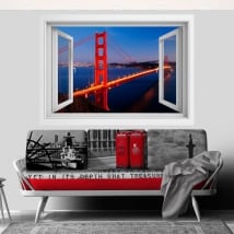 Vinili ponte Golden Gate finestra 3D