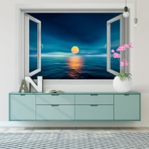 Vinile decorativo muri tramonto sul mare 3d