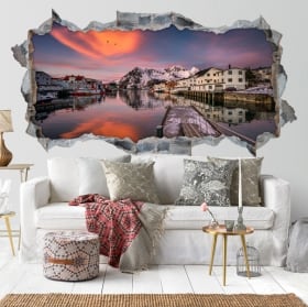 Adesivi decorativi 3d tardo pomeriggio isole lofoten norvegia