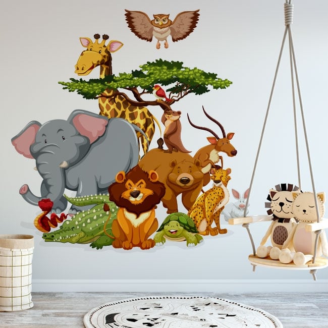 🥇 Vinile decorativo e adesivi per bambini animali nella giungla 🥇