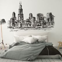 Vinile e adesivi disegno skyline di chicago