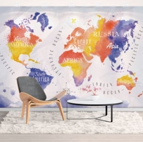 Murales in vinile la mappa del mondo spruzza il caffè