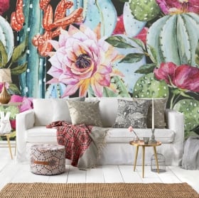 Murales in vinile fiori paradiso tropicale