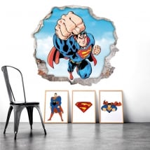 Adesivi murali buco superman 3d