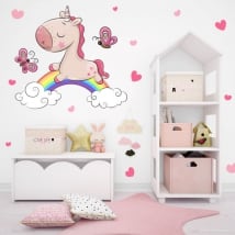 Vinile per bambini unicorno nuvole e arcobaleni