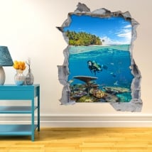 Adesivi decorativi 3d sottomarino sotto il mare