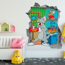 Vinile decorativo 3d gatto e topo tom e jerry