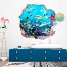 Adesivi decorativi pesci e stelle marine 3d