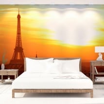 Murales in vinile tramonto a parigi torre eiffel