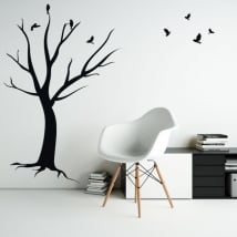 Vinile decorativo e adesivi albero secco con uccelli