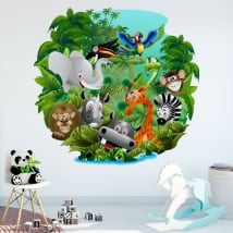 Vinile decorativo e adesivi per bambini animali nella giungla