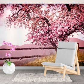 Murales in vinile albero di ciliegio