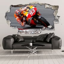 Sticker murale 3d motogp marc márquez honda