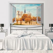 Vinile decorativo cattedrale di notre dame paris francia 3d