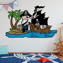 Vinile per bambini pirata sull'isola