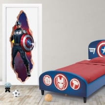 Vinile per porte 3d marvel capitan america