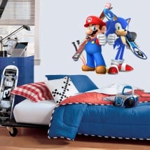 Vinile decorativo mario bros e sonic giochi olimpici