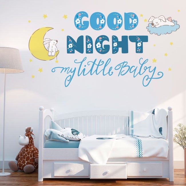 🥇 Vinile per bambini o neonati frase inglese good night 🥇